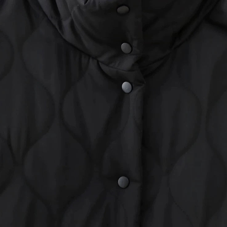 Damen gesteppte Kurzjacke mit Stehkragen und Volant‑Taschen Drune