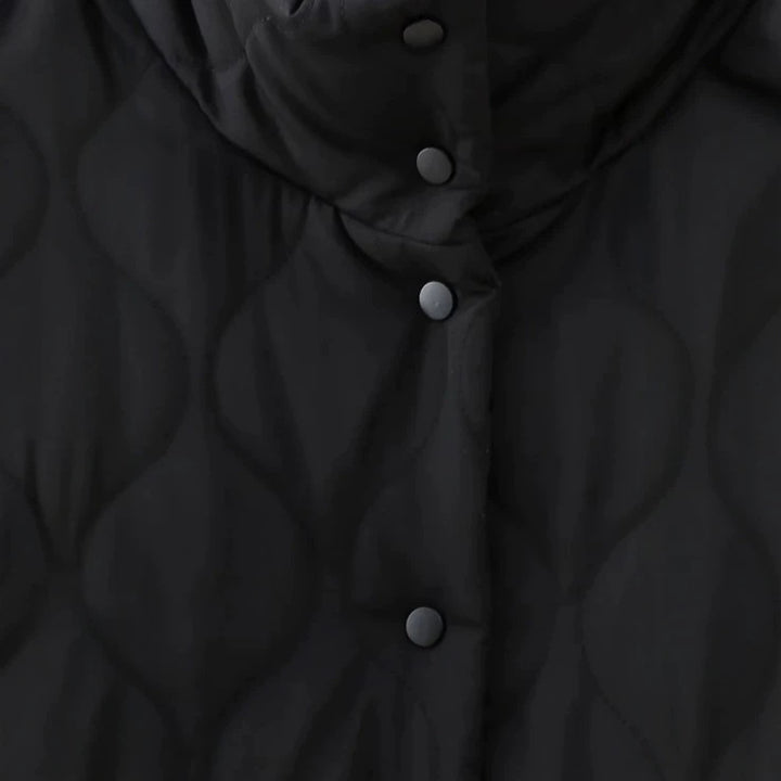 Damen gesteppte Kurzjacke mit Stehkragen und Volant‑Taschen Drune