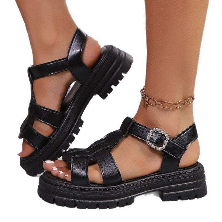 Damen komfortable Riemensandalen mit modischer Schnallenverzierung Drune