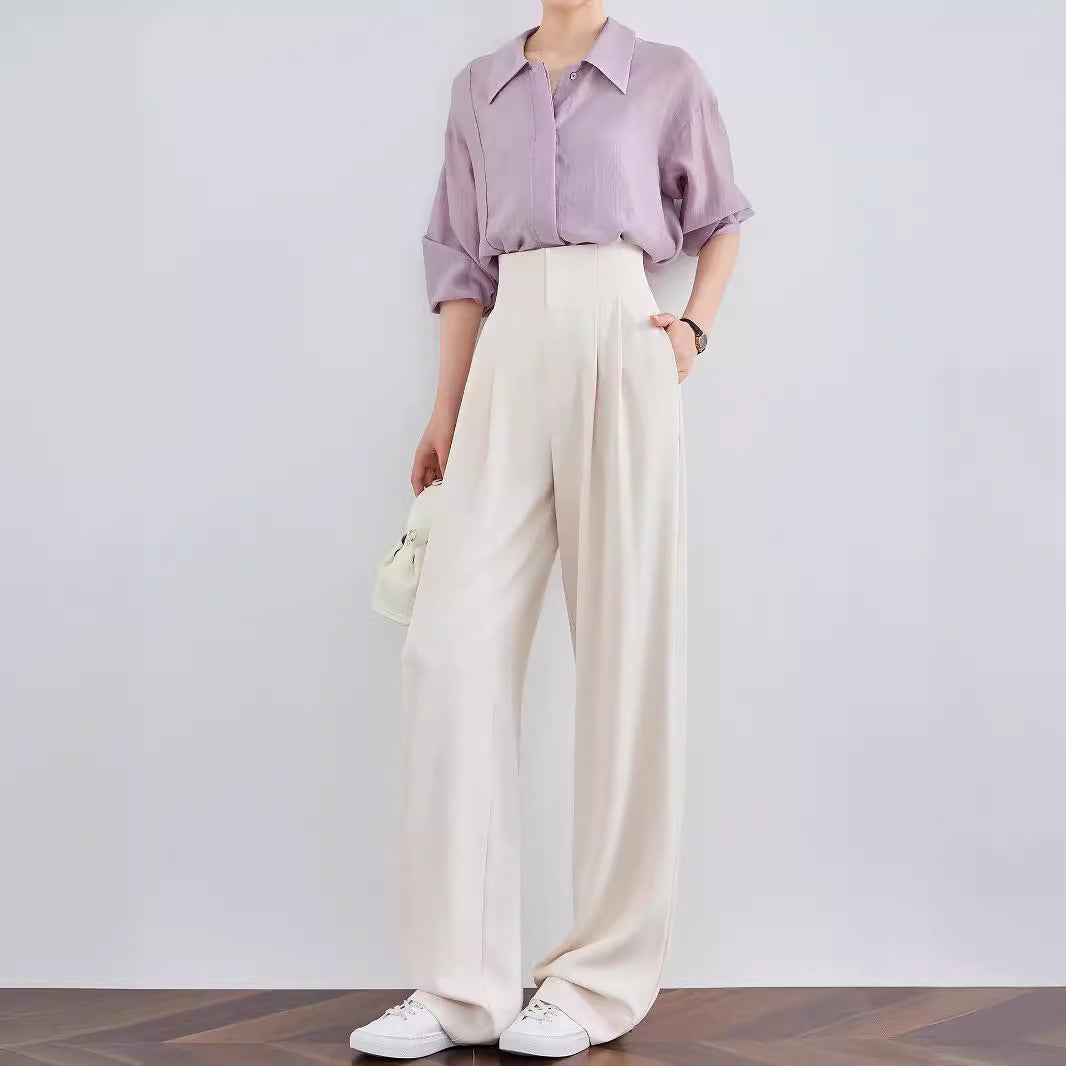 Damen Elegante und lässige High-Waist Stoffhose Drune