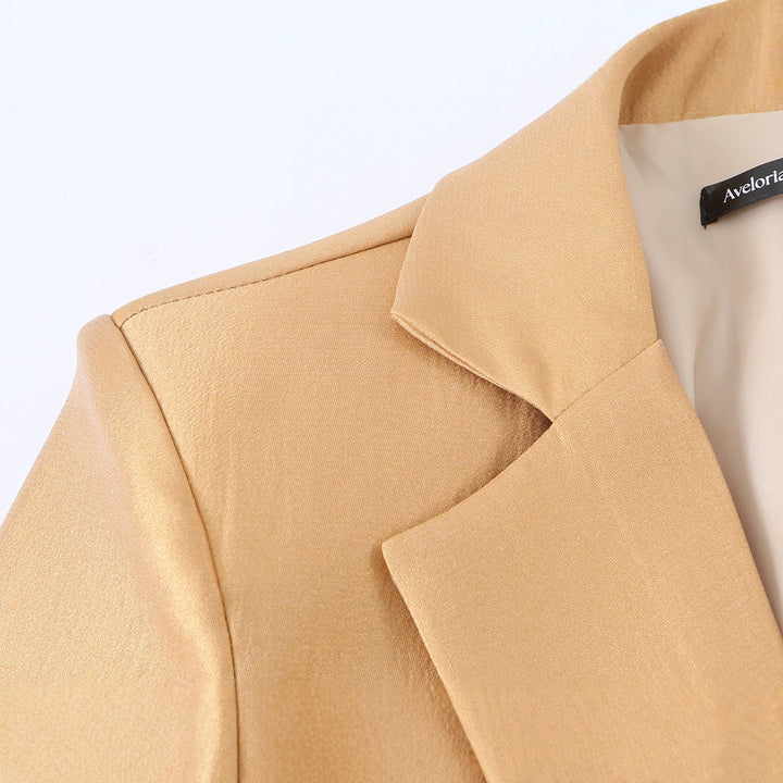 Damen Taillierter Satinblazer mit Kordelzug und Reverskragen Drune