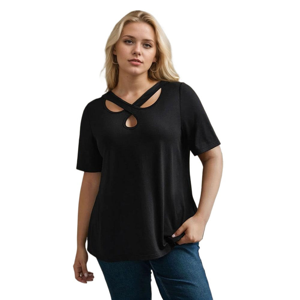 Damen Kurzarmshirt mit Kreuz-Ausschnitt Drune