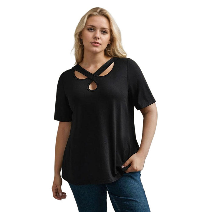 Damen Kurzarmshirt mit Kreuz-Ausschnitt Drune