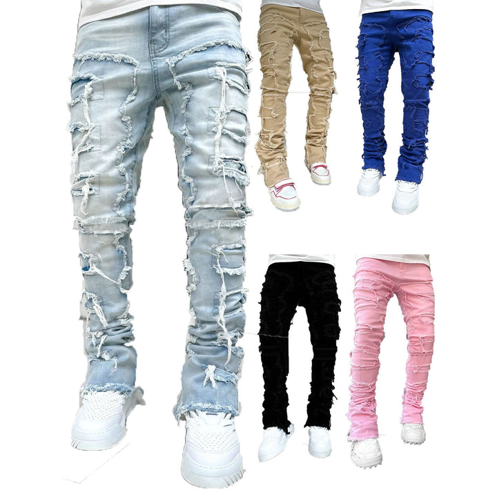 Herren Zerrissene Denim-Hose im lässigen Stil mit einzigartigem Design Drune