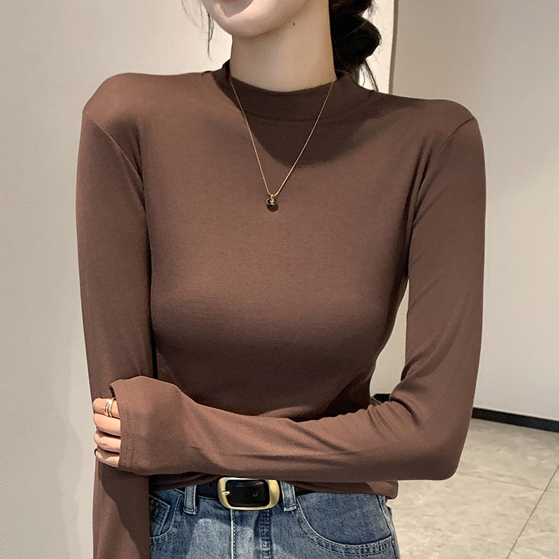 Damen Elegantes Langarmshirt mit hochgeschlossenem Kragen Drune