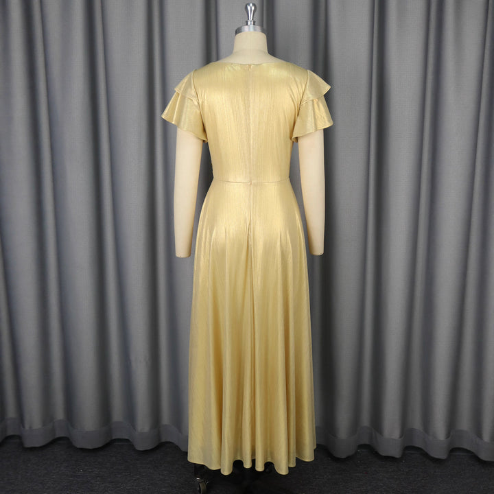 Damen Elegantes Maxikleid mit üppigem Volant und floralem Akzent Drune