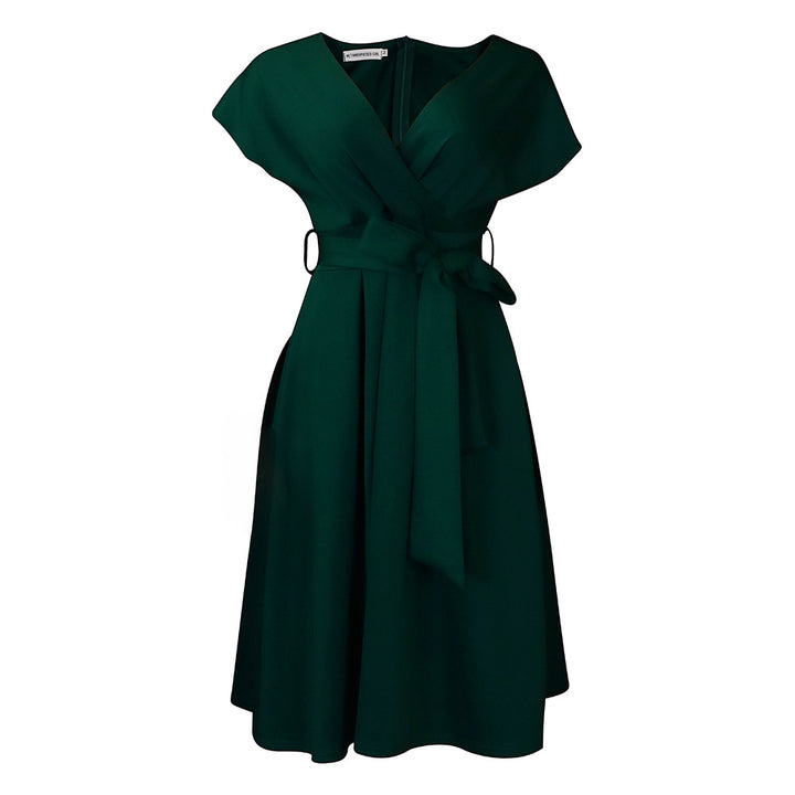 Damen Wickelkleid mit elegantem Taillengürtel und schwingendem Rock Drune