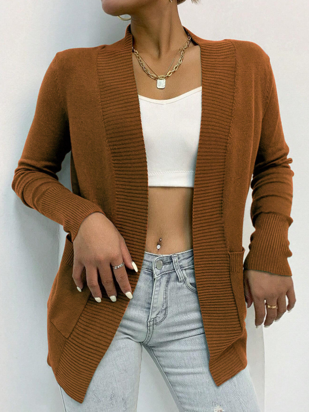 Damen Strickjacke mit strukturiertem Design und praktischen Taschen Drune