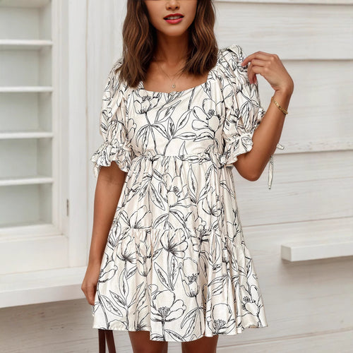 Damen verspieltes Sommerkleid mit Blumenmuster Drune