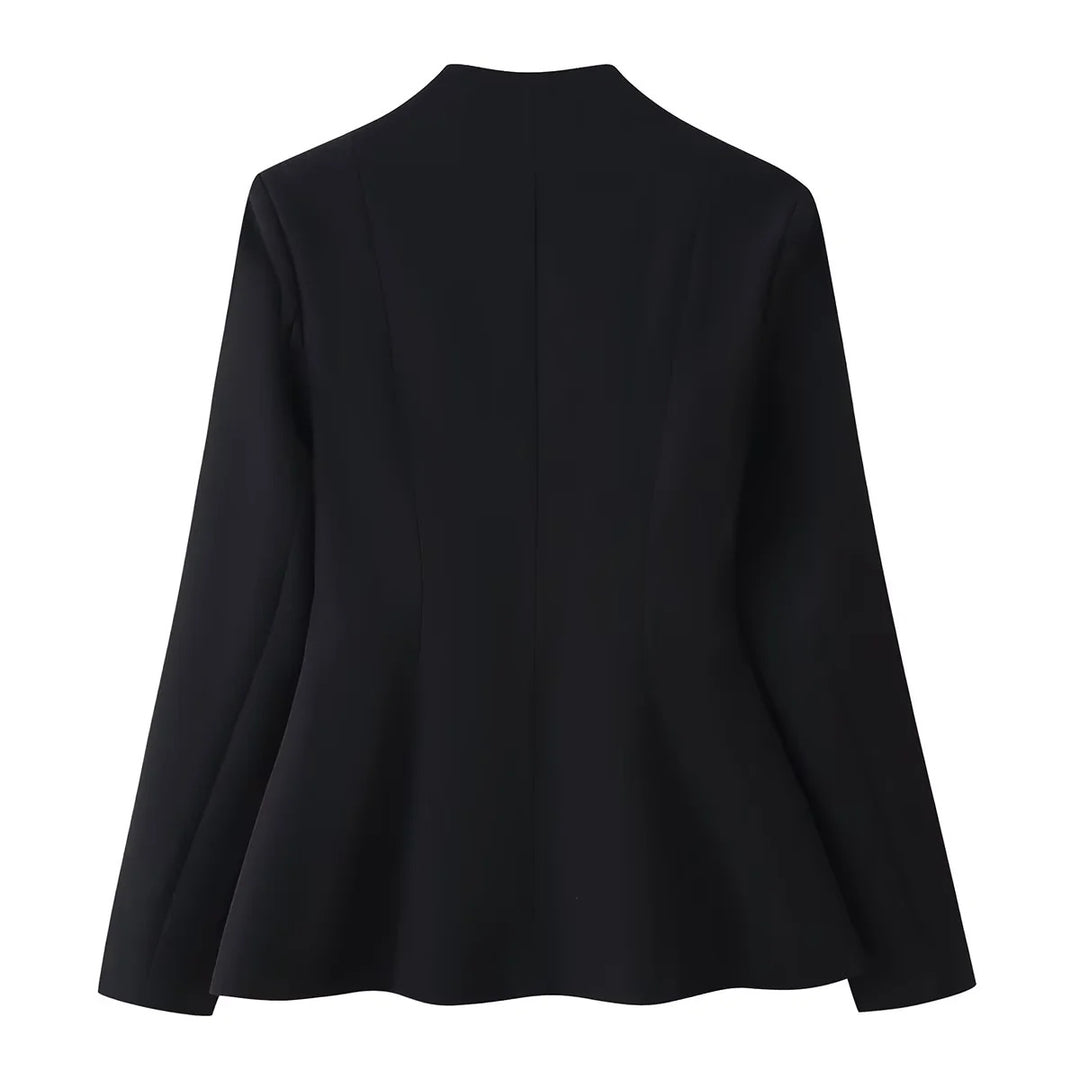 Damen nan Bluse mit herzförmigem Ausschnitt, verdeckter Knopfleiste und ausgestelltem Saum Drune