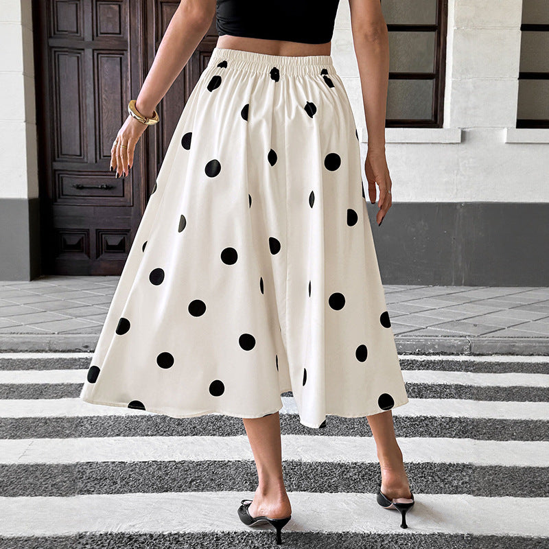 Damen Langer Rock mit Polka-Dots Drune