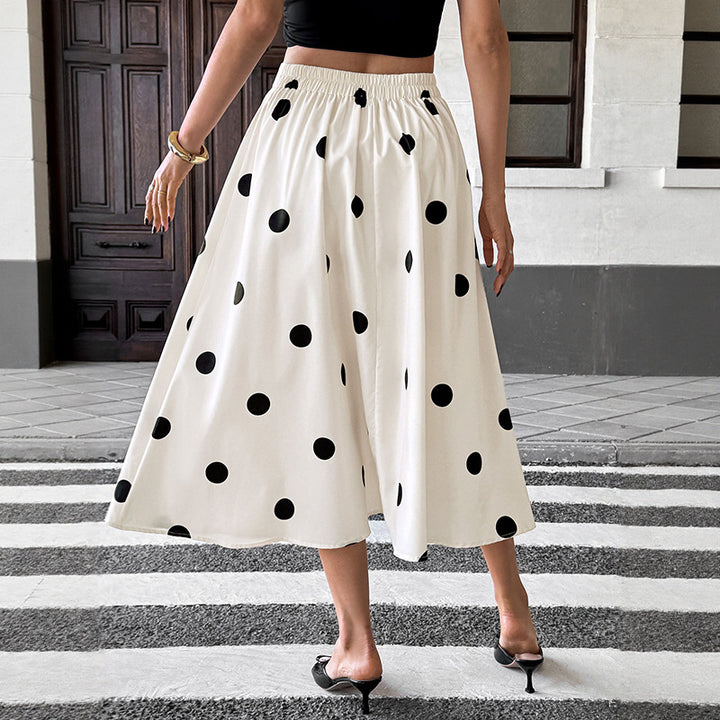 Damen Langer Rock mit Polka-Dots Drune