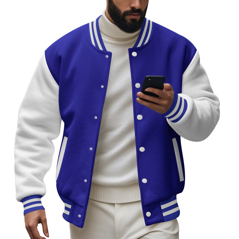 Herren Varsity-Jacke mit kontrastierenden Ärmeln und gestreiften Bündchen Drune