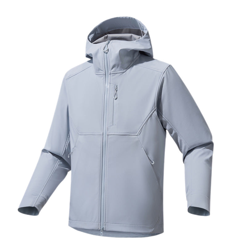 Herren Technische Softshell-Hoodiejacke mit Kapuze, winddichter Membran und ergonomischem Schnitt Drune