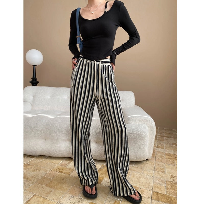 Damen Lässige Streifenhose Drune