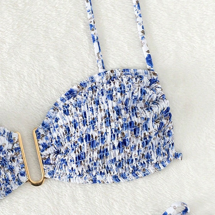 Damen Push-Up-Bikini mit verstellbaren Trägern und goldenen Akzenten Drune