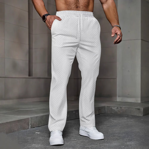 Herren nan strukturierte Relax-Jogginghose mit geometrischem Jacquard, elastischem Tunnelzug und geradem Bein Drune