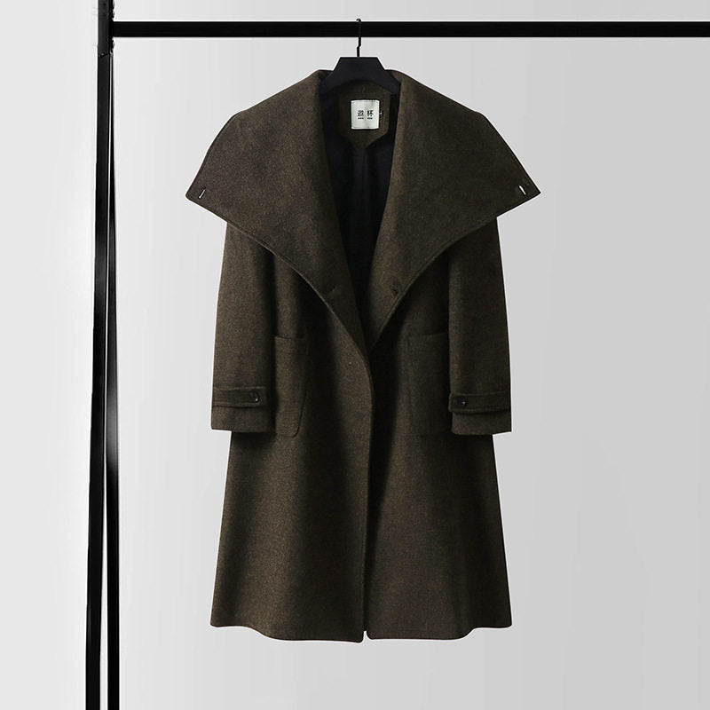 Damen Oversized Wollmix-Mantel mit weitem Schalkragen und aufgesetzten Taschen Drune