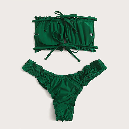 Damen Bandeau-Bikini-Set mit Raffung Drune