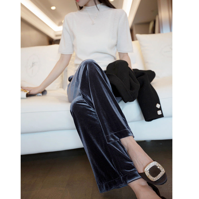 Damen Elegante und weite Plissee-Stoffhose Drune