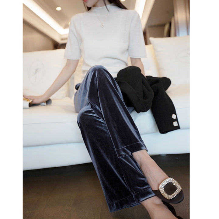 Damen Elegante und weite Plissee-Stoffhose Drune