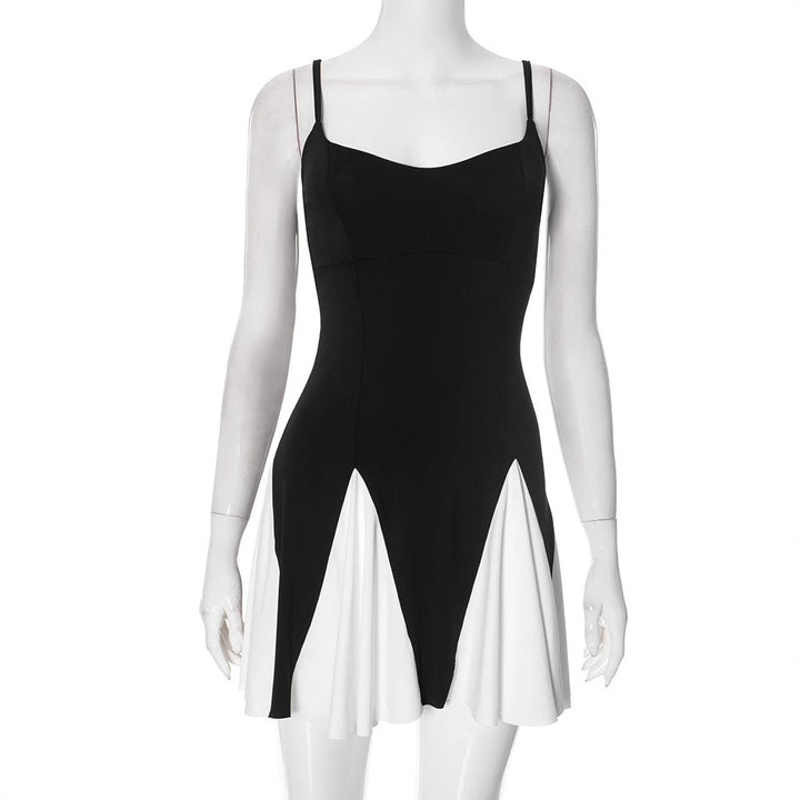 Damen Wickelkleid mit stilvollem Farbkontrast und fließendem Rock Drune