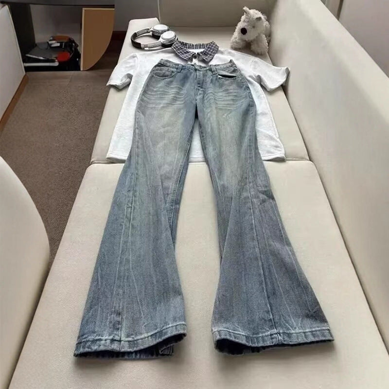 Damen Weitgeschnittene Bootcut-Jeans Drune