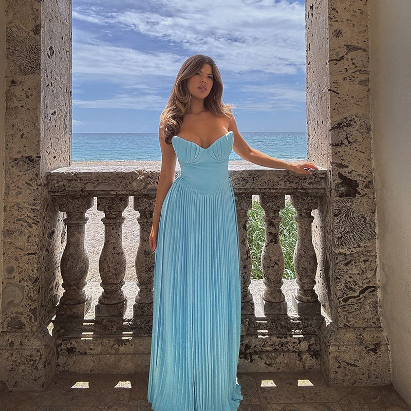 Damen Maxikleid mit strapazierfähigem Oberteil und eleganten Falten Drune