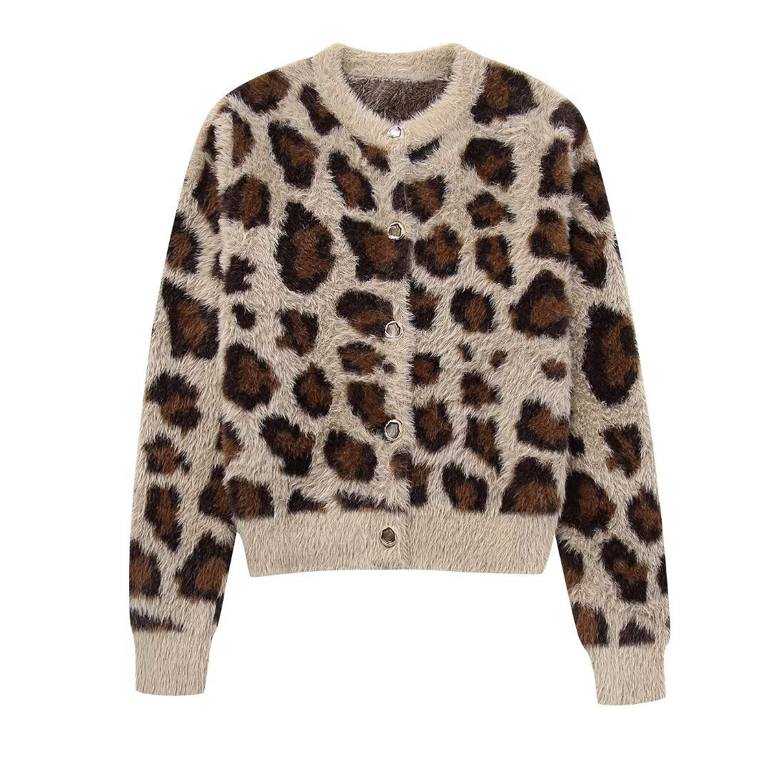 Damen Kuscheliger Leopardenpulli Drune