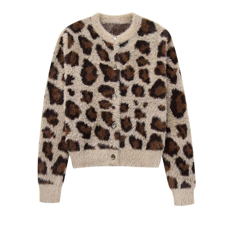 Damen Kuscheliger Leopardenpulli Drune