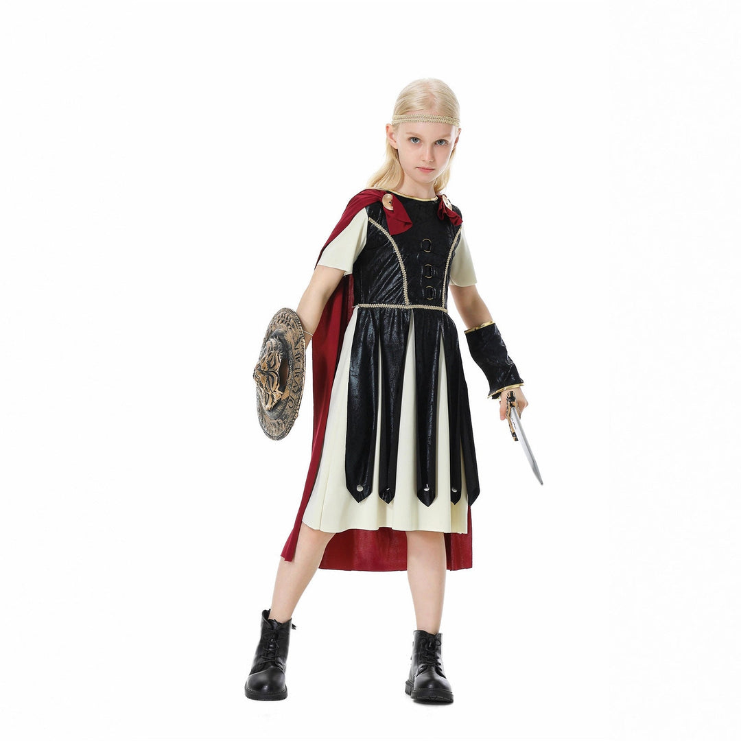 Mädchen Gladiatorinnenkostüm mit Umhang und Accessoires Drune