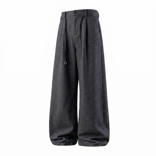 Damen Weite Bundfalten-Hose mit hohem Bund, Tunnelzug und kastigem Palazzo-Schnitt Drune