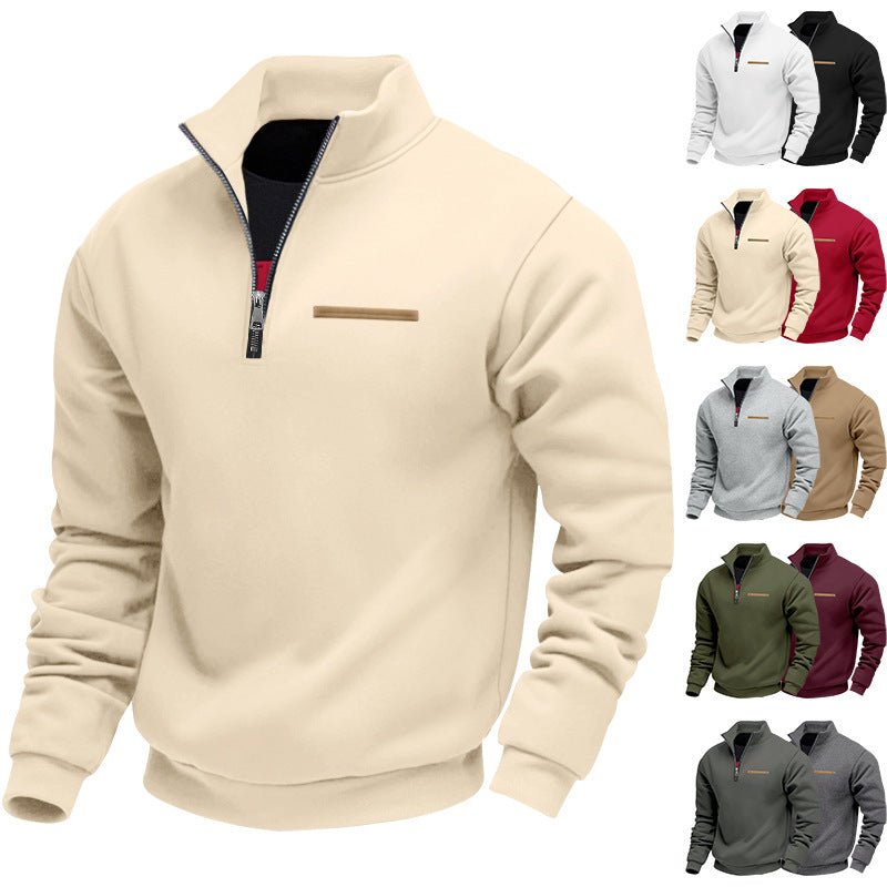 Herren nan komfortabler Halbzip Fleecepullover mit Stehkragen und elastischen Bündchen Drune
