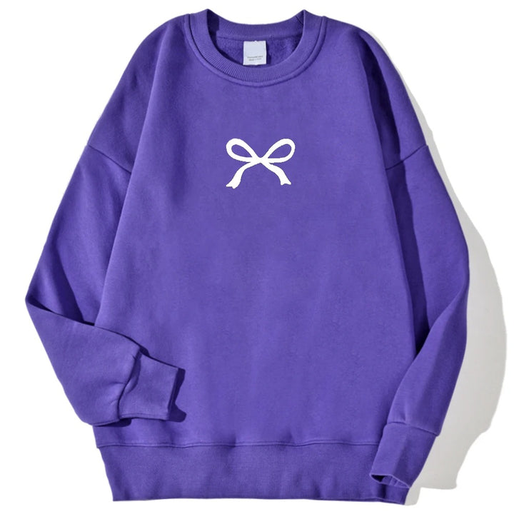 Damen gemütlicher Sweatshirt mit modischem Schleifenmotiv Drune