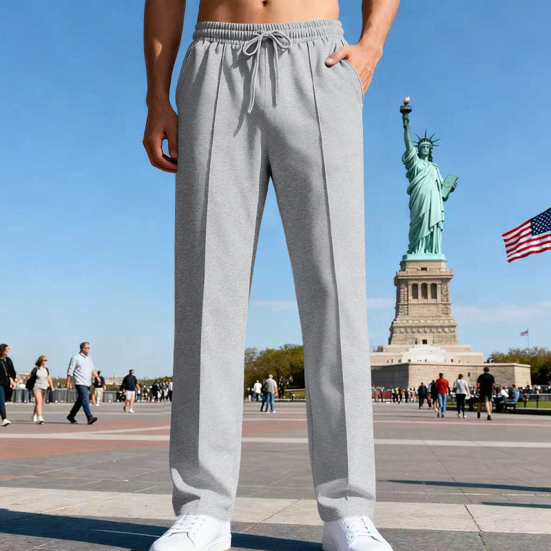 Herren Weite Travel-Loungehose mit Bügelfalte, elastischem Tunnelzug und seitlichen Eingrifftaschen Drune