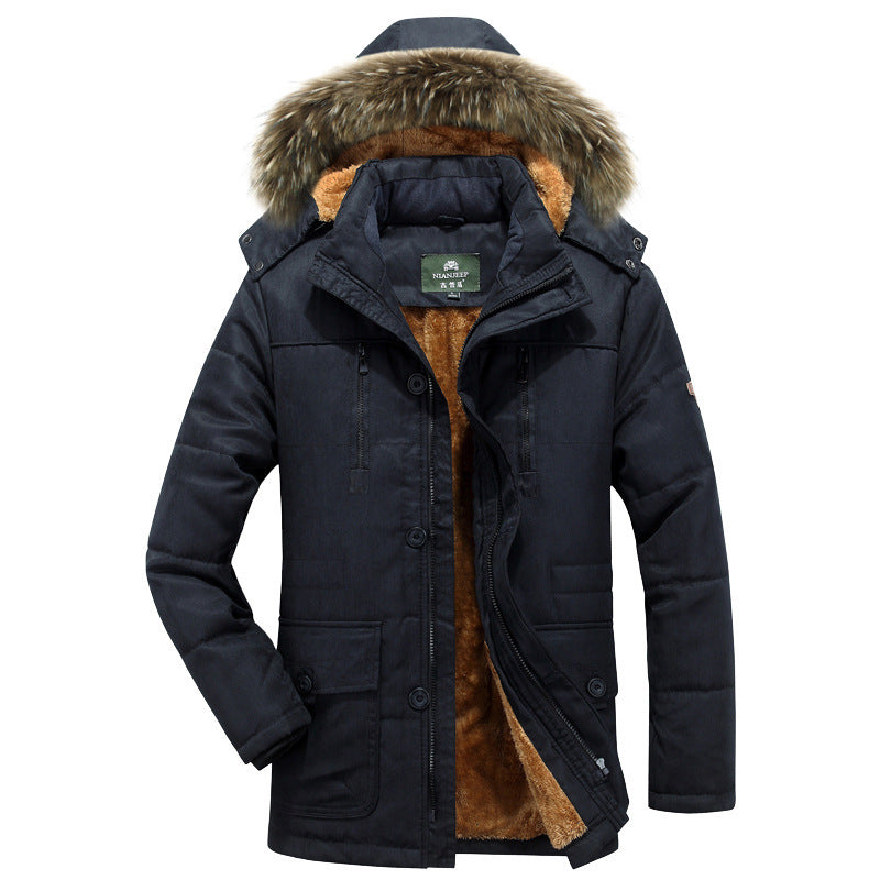 Herren Thermo-Canvasparka mit durchgehendem Teddyfutter und abnehmbarer Kunstfellkapuze Drune