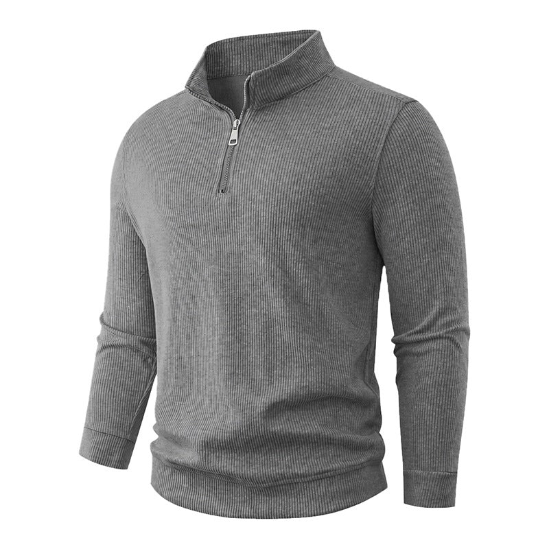 Herren Halbzip-Strickpullover mit Stehkragen und Rippstruktur Drune