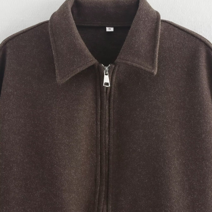 Damen lässige Fleecejacke mit hohem Kragen und innenliegendem Taschen Drune