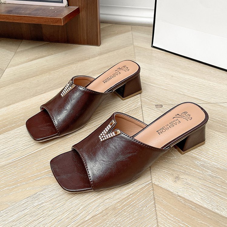 Damen elegante Pantoletten mit Schmuckdetails Drune