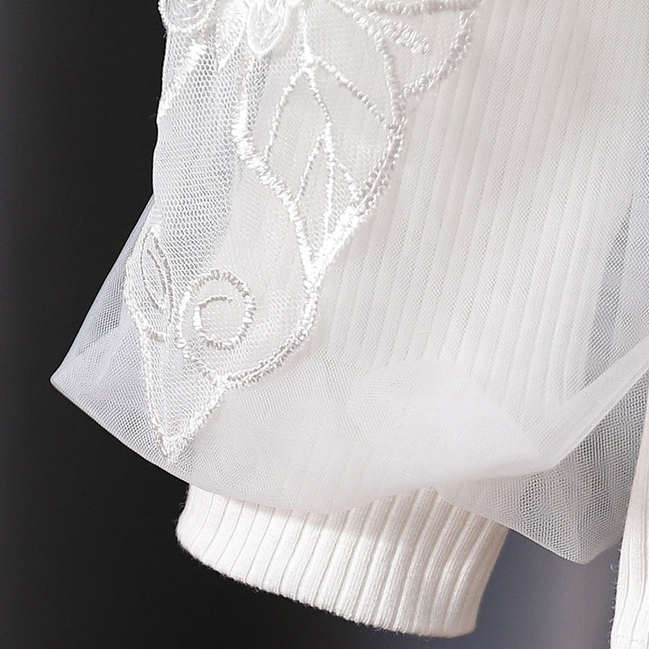 Damen gemütliches Sweatshirt mit transparenten Puffärmeln Drune
