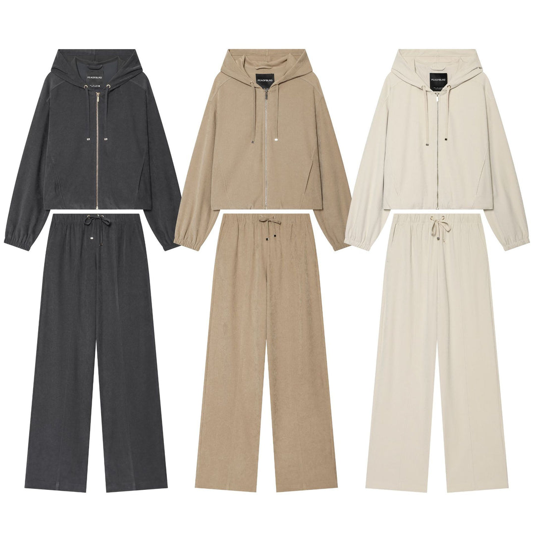 Damen Weite Cordhose mit hohem Elastikbund Tunnelzug und geradem Bein Drune