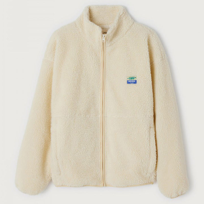 Damen Plüschjacke mit hohem Kragen und seitlichen Taschen Drune