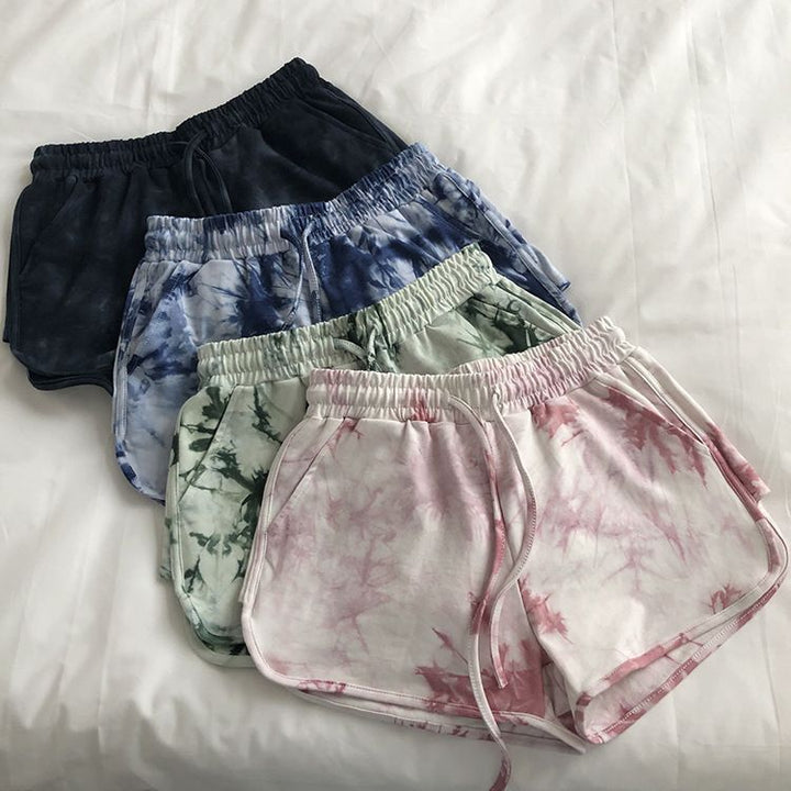 Damen lässige Sweatshorts mit trendigem Batikdesign und praktischen Seitentaschen