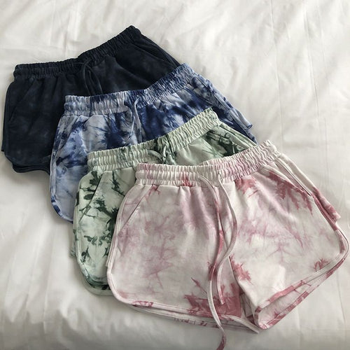 Damen lässige Sweatshorts mit trendigem Batikdesign und praktischen Seitentaschen