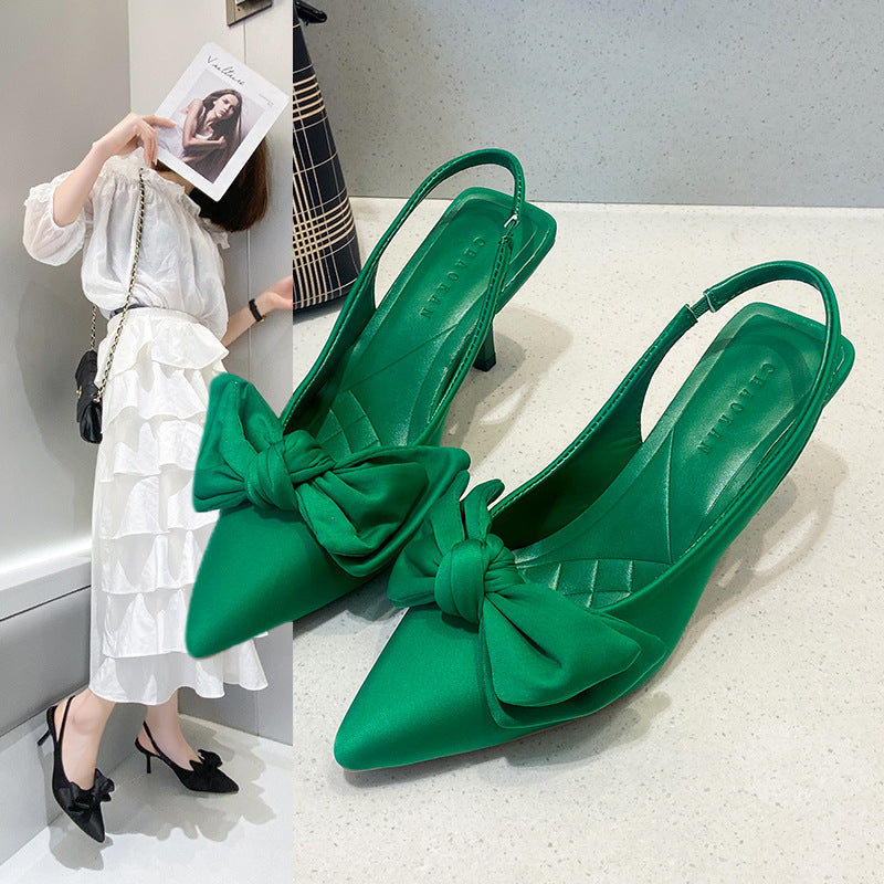 Damen elegante Slingback-Pumps mit modischem Schleifen-Detail und komfortablem Blockabsatz Drune