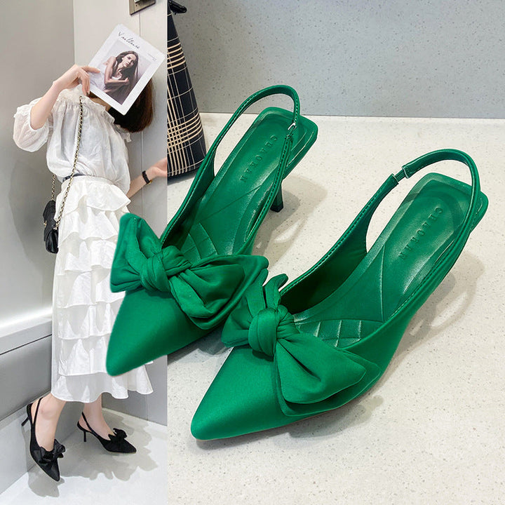 Damen elegante Slingback-Pumps mit modischem Schleifen-Detail und komfortablem Blockabsatz Drune