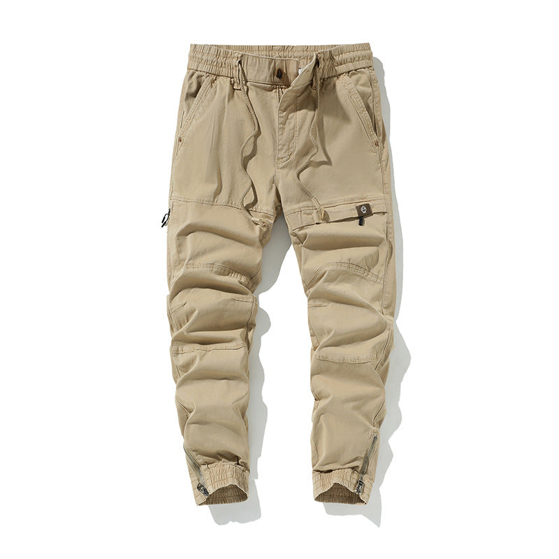 Herren Slim‑Tapered Cargojogger aus Baumwoll‑Twill mit Tunnelzug und Knöchelzipper Drune