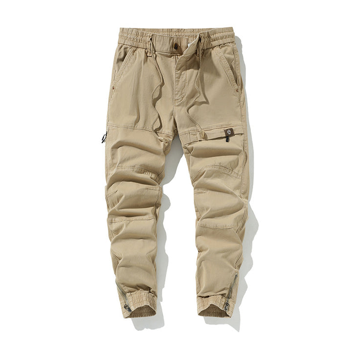 Herren Slim‑Tapered Cargojogger aus Baumwoll‑Twill mit Tunnelzug und Knöchelzipper Drune