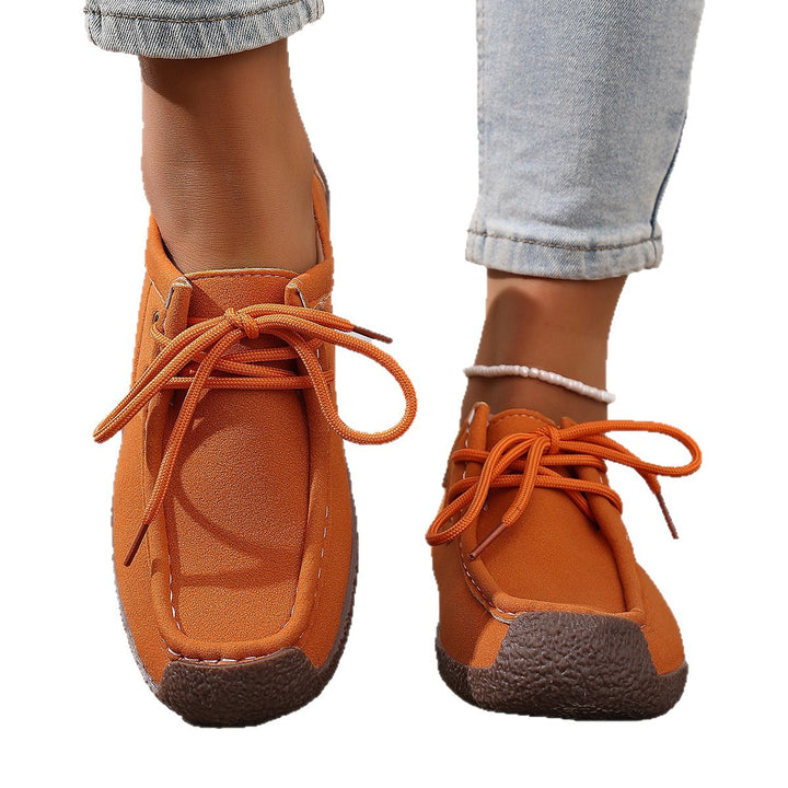 Damen nan lässige Mokassin-Slipper aus Veloursimitat mit dekorativer Ziernaht, elastischer Schnürung und flexibler Gummisohle Drune