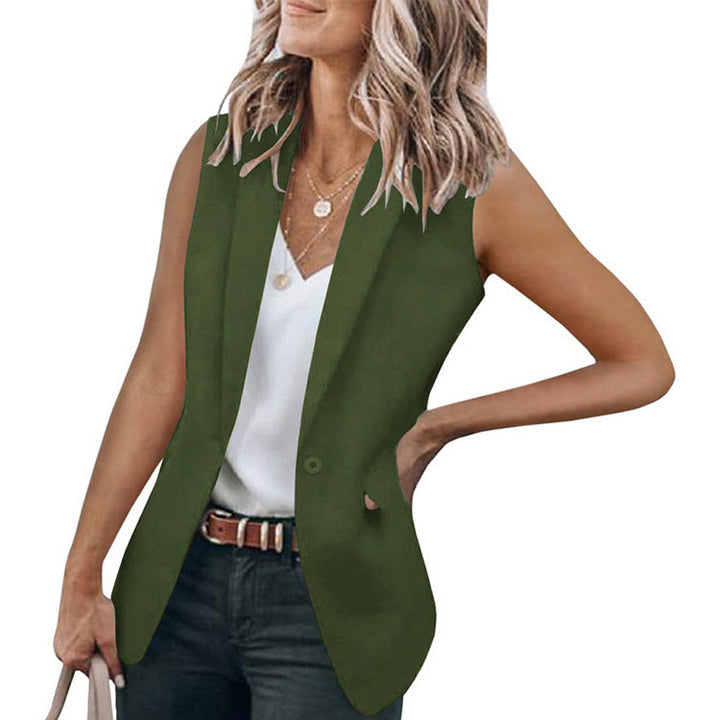 Damen Ärmelloser Blazer im modernen Schnitt mit tiefen Taschen Drune